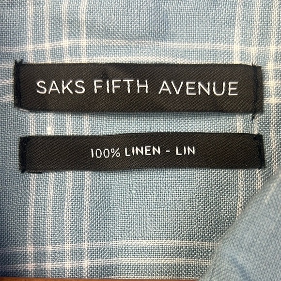 Saks Fifth Ave Black Label 100% Linen Men’s Button Up Shirt Size XL - Picture 5 of 10